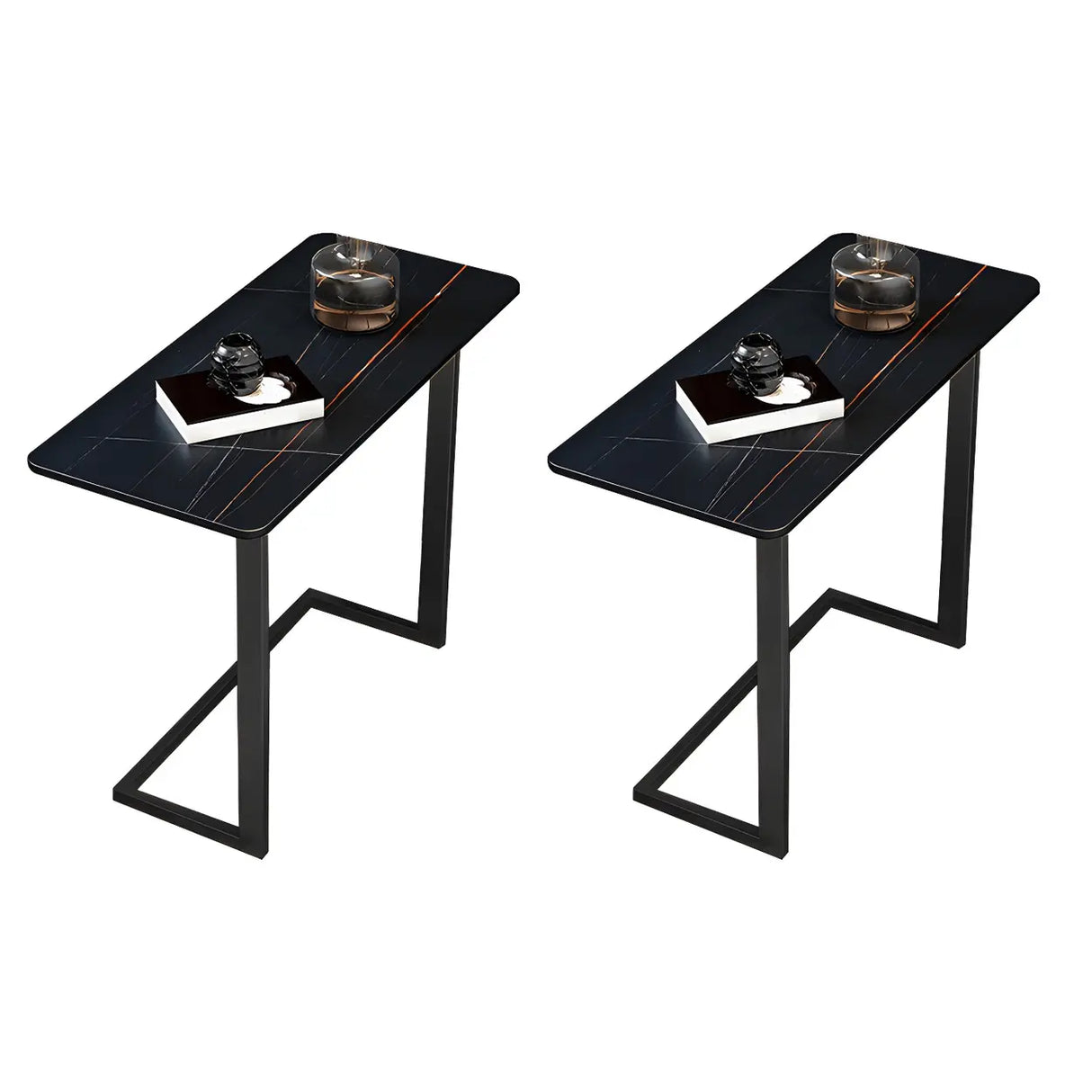 Rectangular Marble Gold Multi-Use C-Sahped Side Table Image - 8