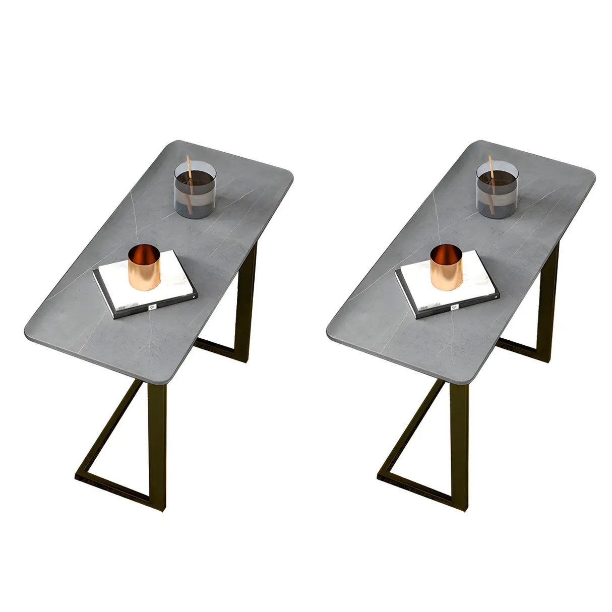 Rectangular Marble Gold Multi-Use C-Sahped Side Table Image - 9