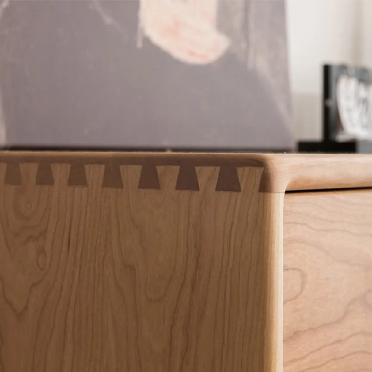 Rectangular Horizontal Oak Natural Finish Storage Dresser Image - 8