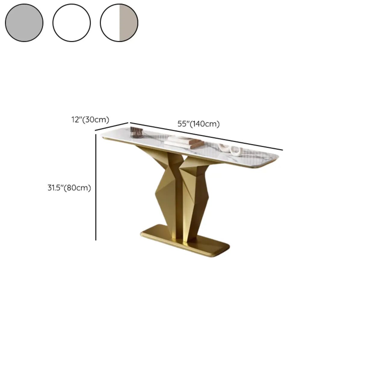 Rectangular Marble Black Abstract Display Console Table Image - 13