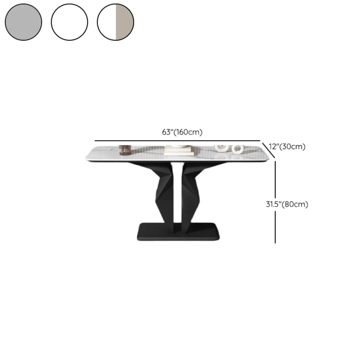 Rectangular Marble Black Abstract Display Console Table Image - 14