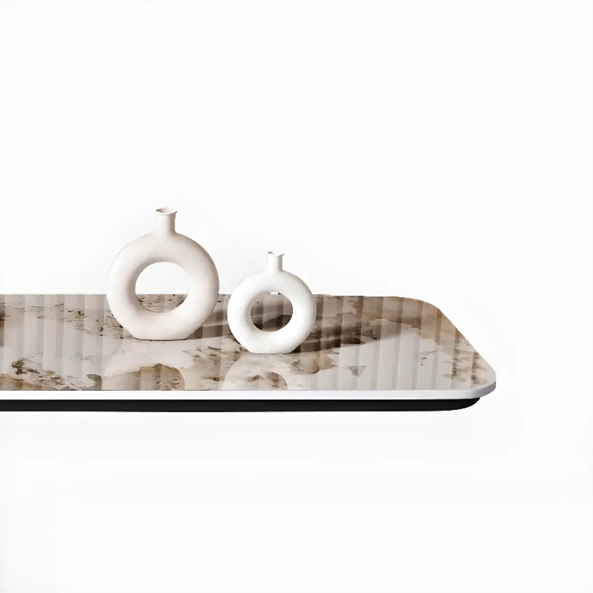 Rectangular Marble Black Abstract Display Console Table Image - 8