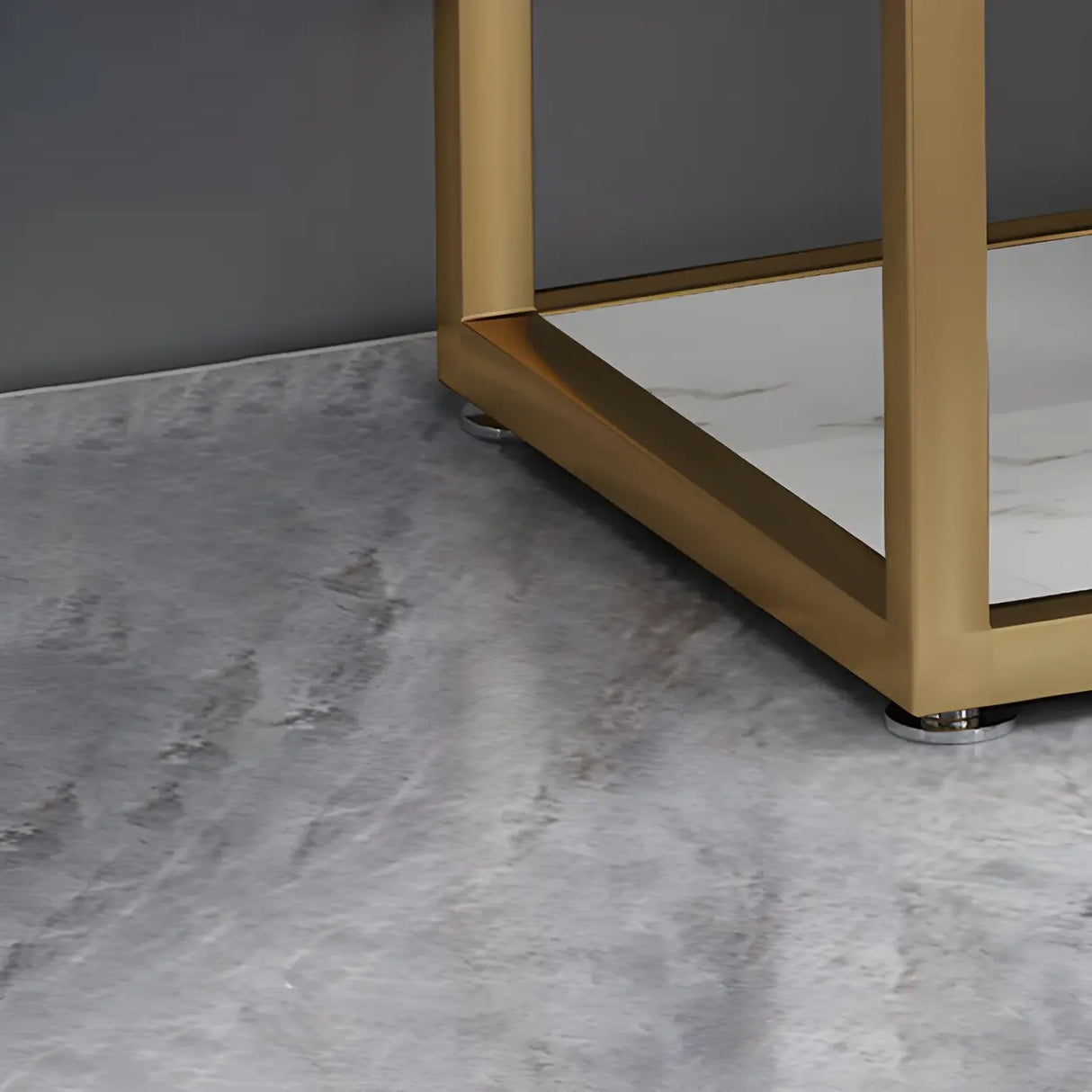 Rectangular Marble Gold Slim Console Table with Shelves Image - 8