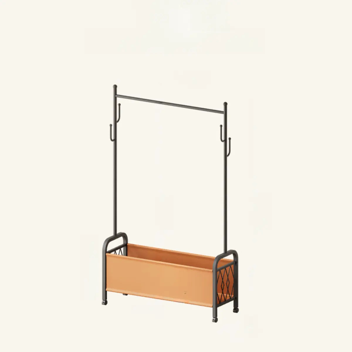 Rectangular Metal Black Multi-Functional Basket Coat Rack Image - 5