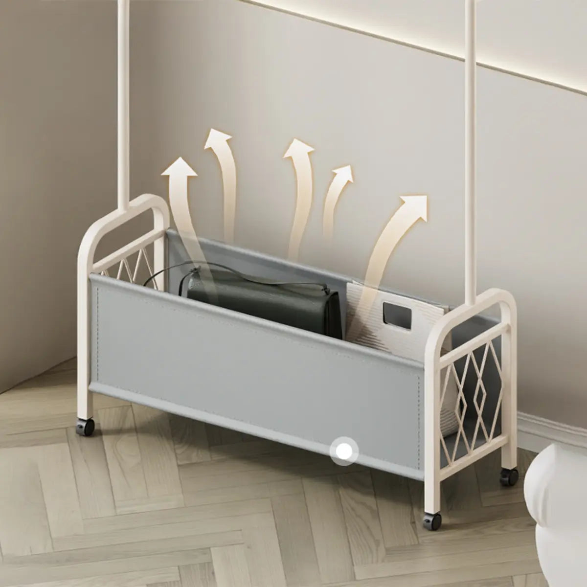 Rectangular Metal Black Multi-Functional Basket Coat Rack Image - 6