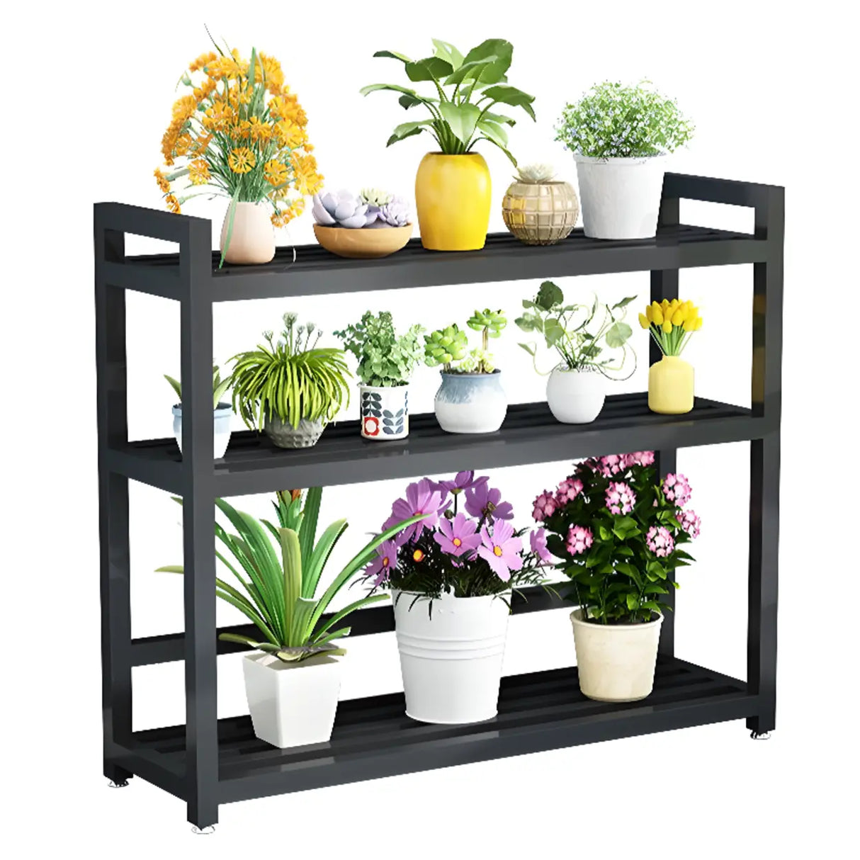 Rectangular Metal Indoor Waterproof Plant Stand Black Image - 10