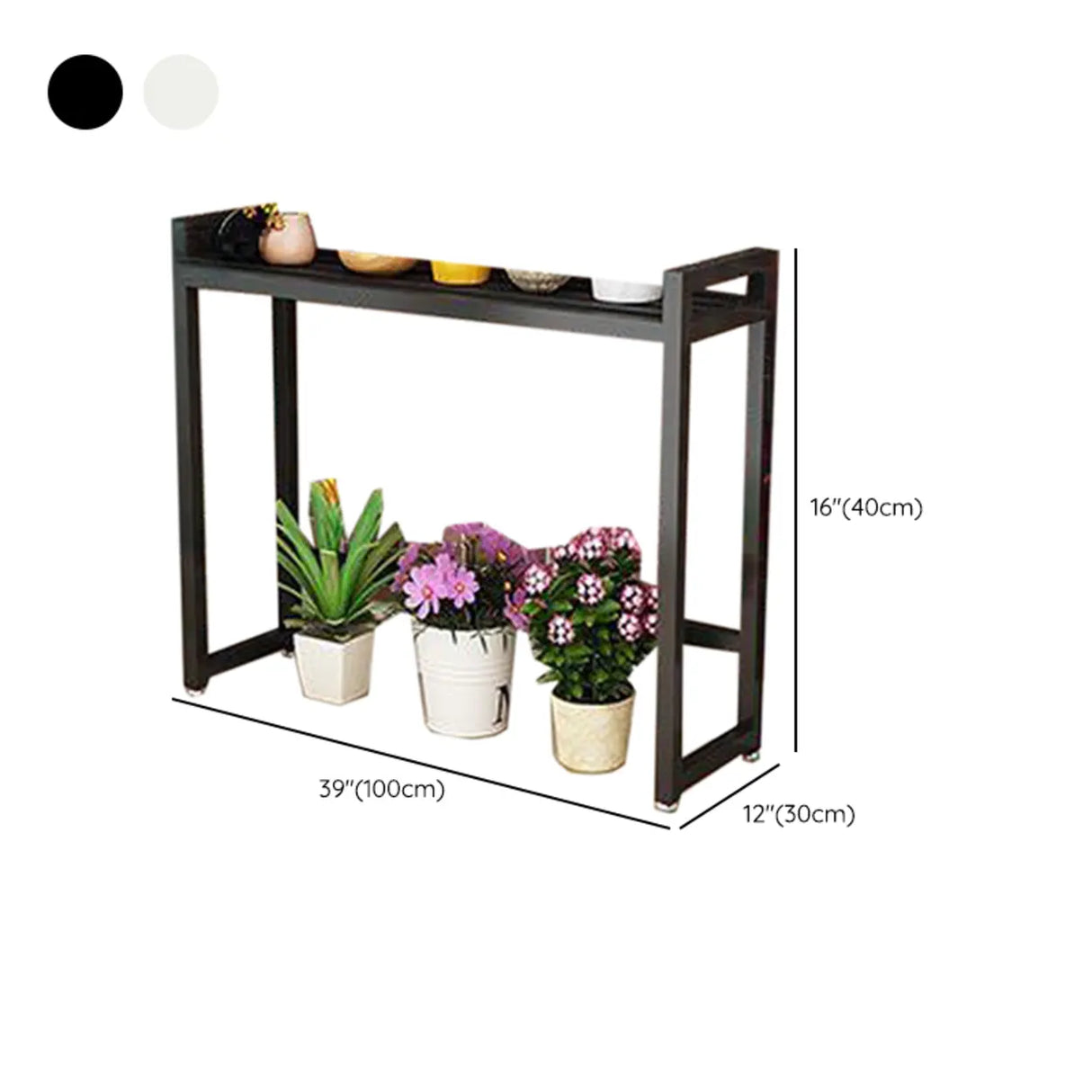 Rectangular Metal Indoor Waterproof Plant Stand Black Image - 17