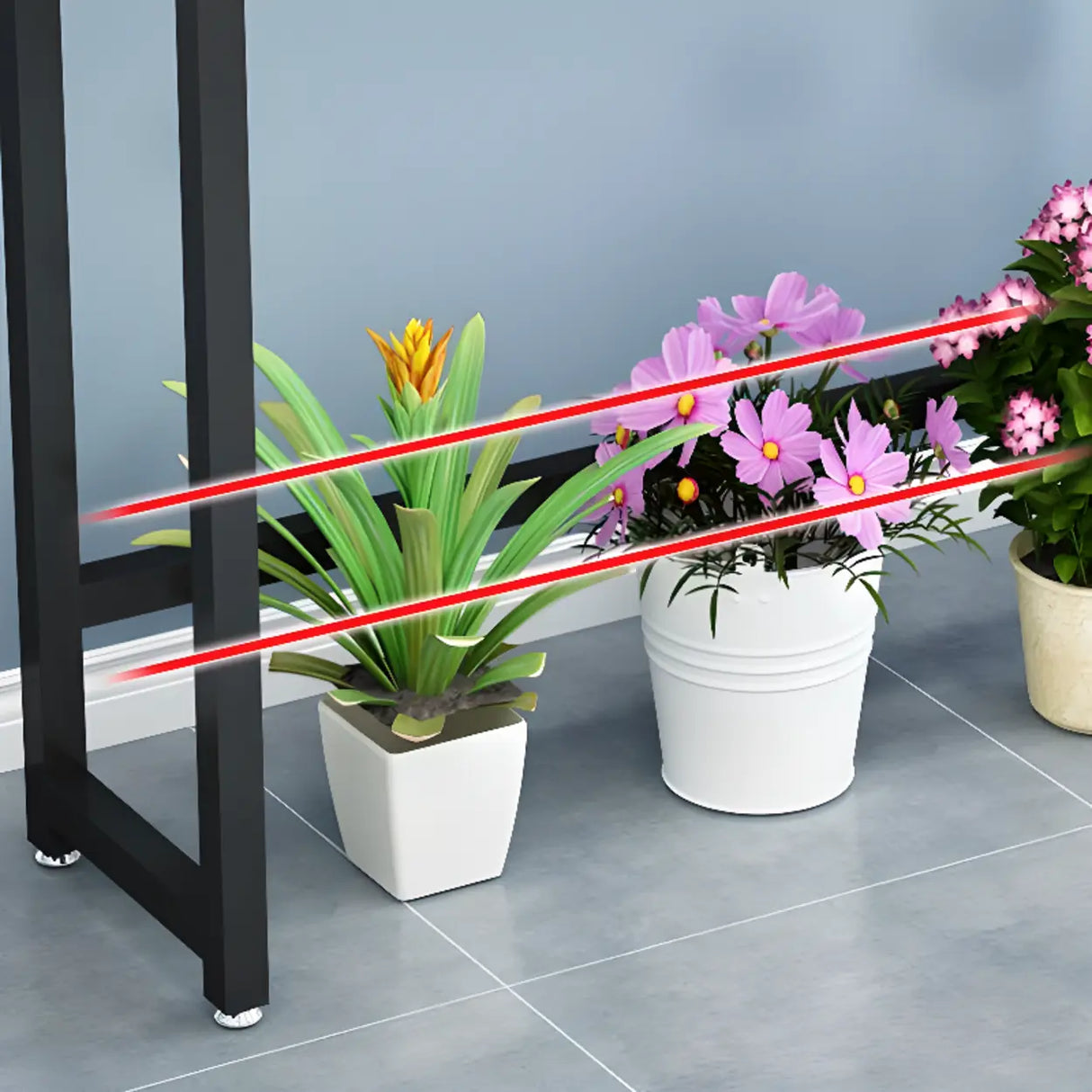 Rectangular Metal Indoor Waterproof Plant Stand Black Image - 6