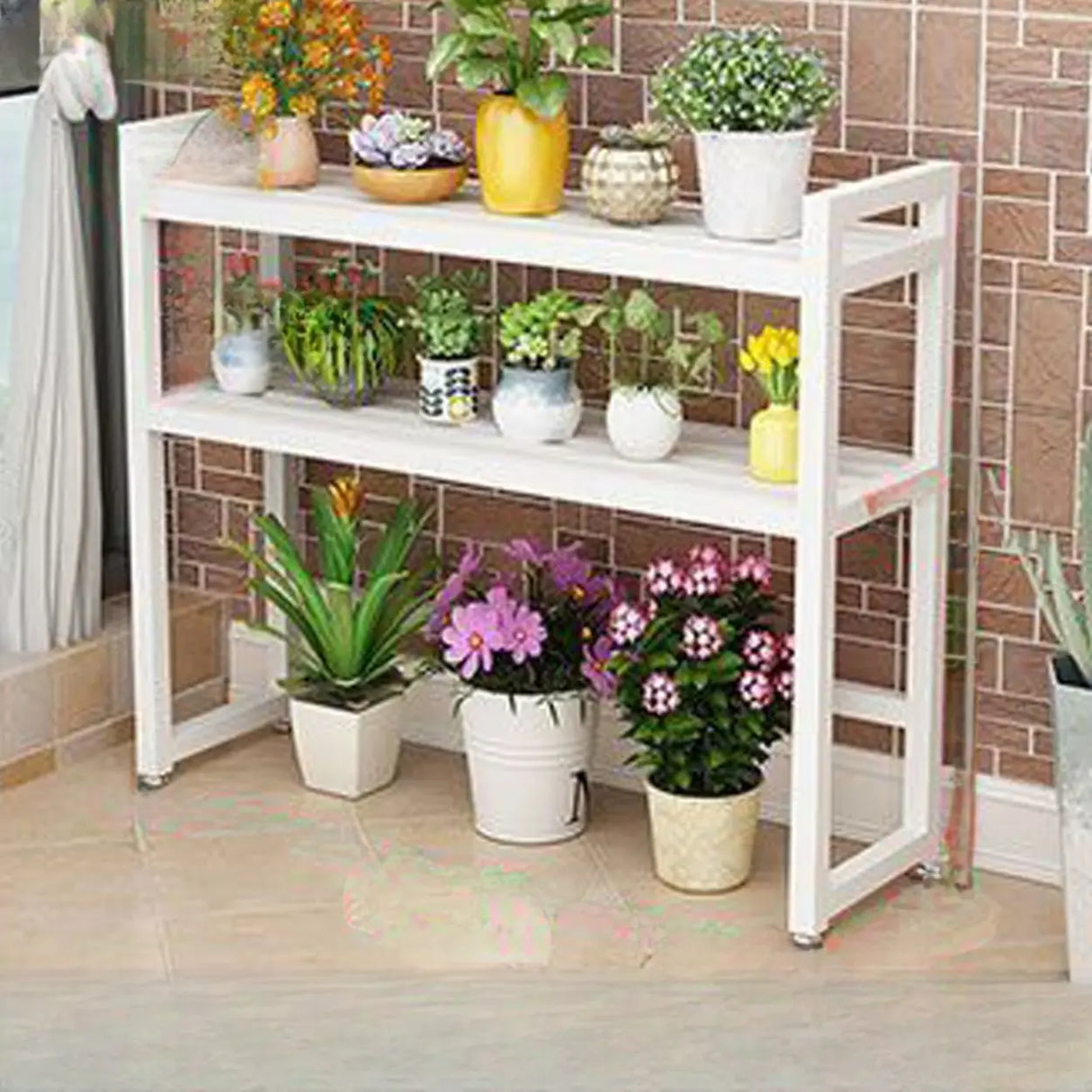 Rectangular Metal Indoor Waterproof Plant Stand Black Image - 7