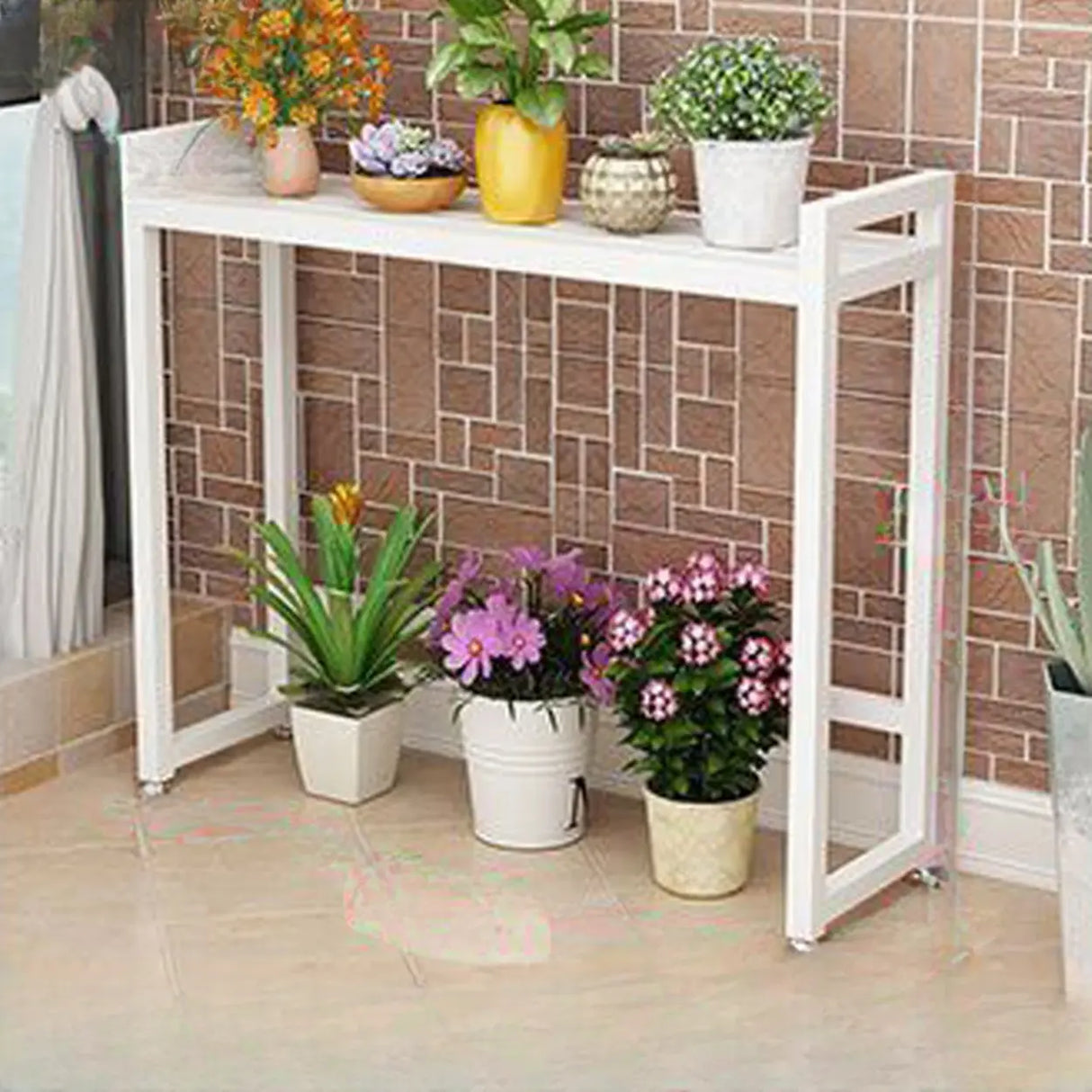Rectangular Metal Indoor Waterproof Plant Stand Black Image - 9