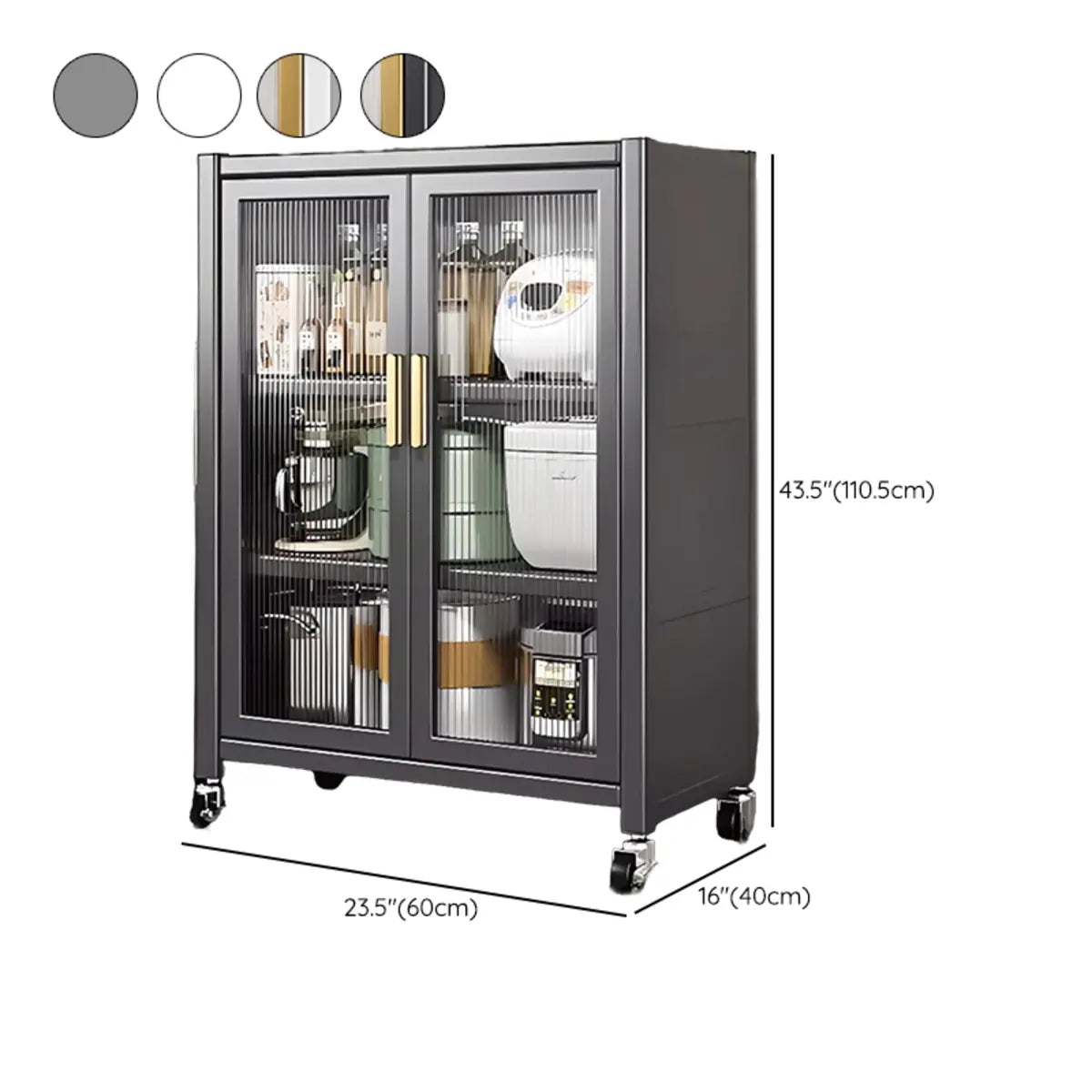 Rectangular Metal Kitchen Storage China Cabinet White