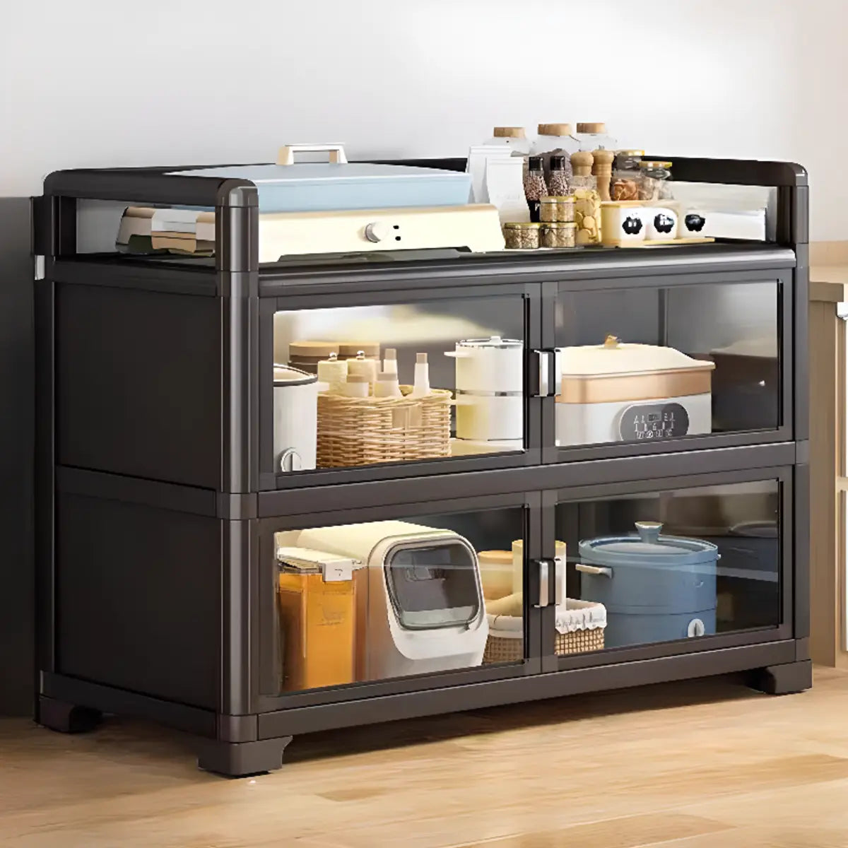 Rectangular Metal Removable Large Storage China Cabinet Image - 10