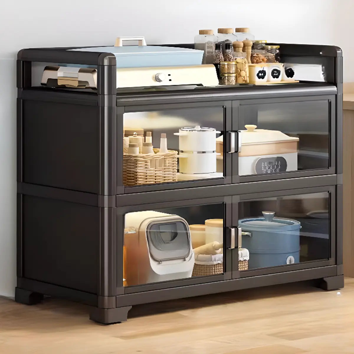 Rectangular Metal Removable Large Storage China Cabinet Image - 11