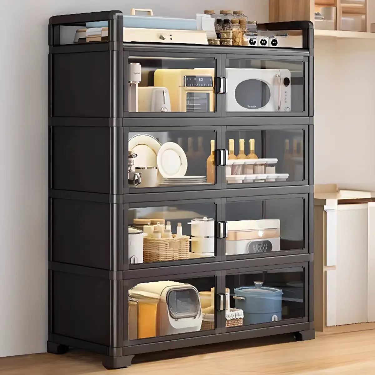 Rectangular Metal Removable Large Storage China Cabinet Image - 14