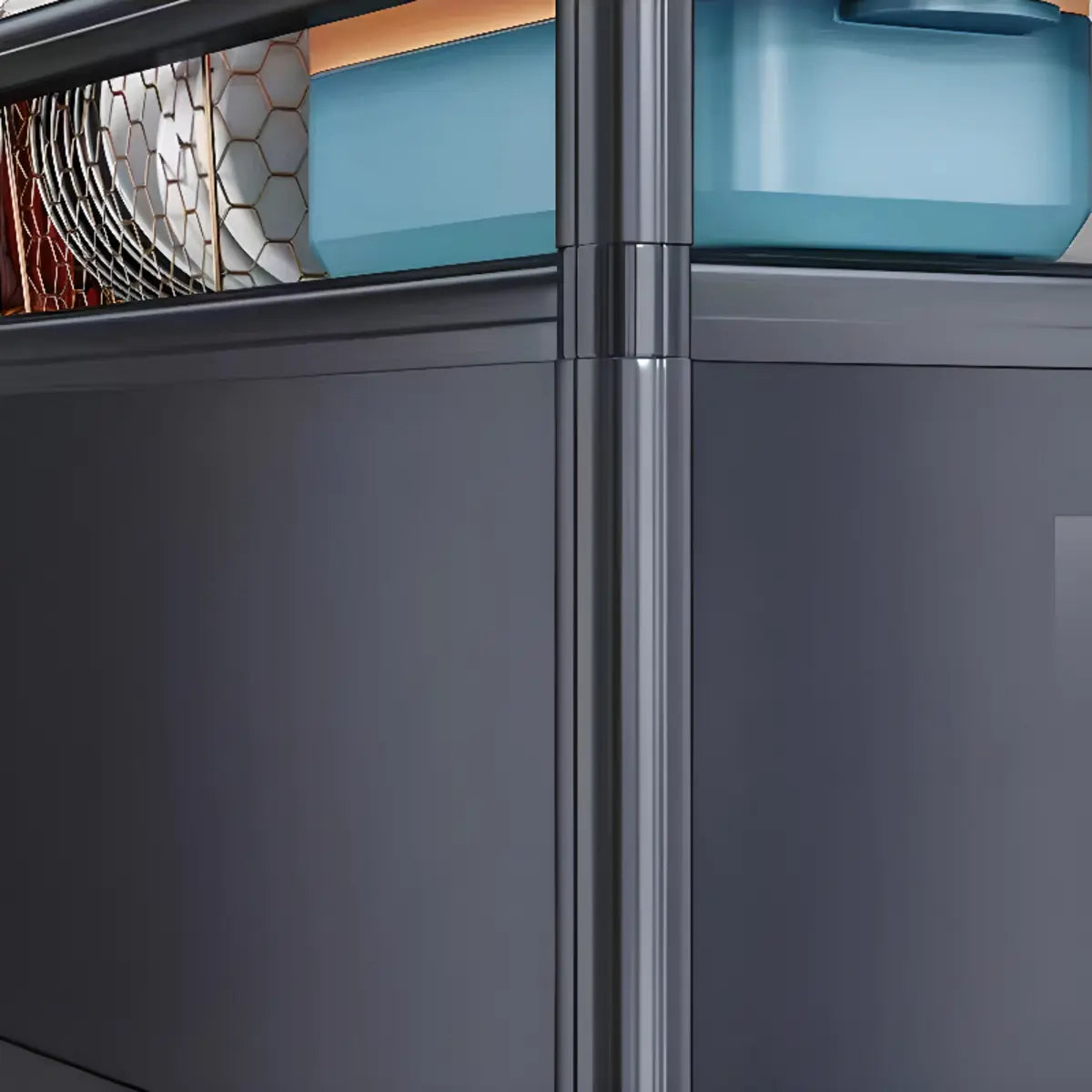 Rectangular Metal Removable Large Storage China Cabinet Image - 17