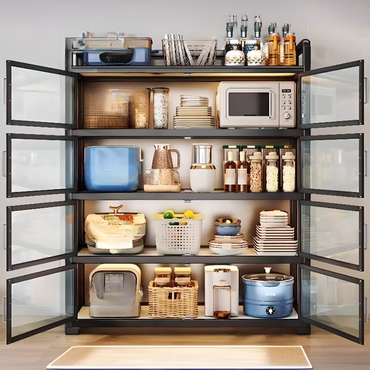 Rectangular Metal Removable Large Storage China Cabinet Image - 3