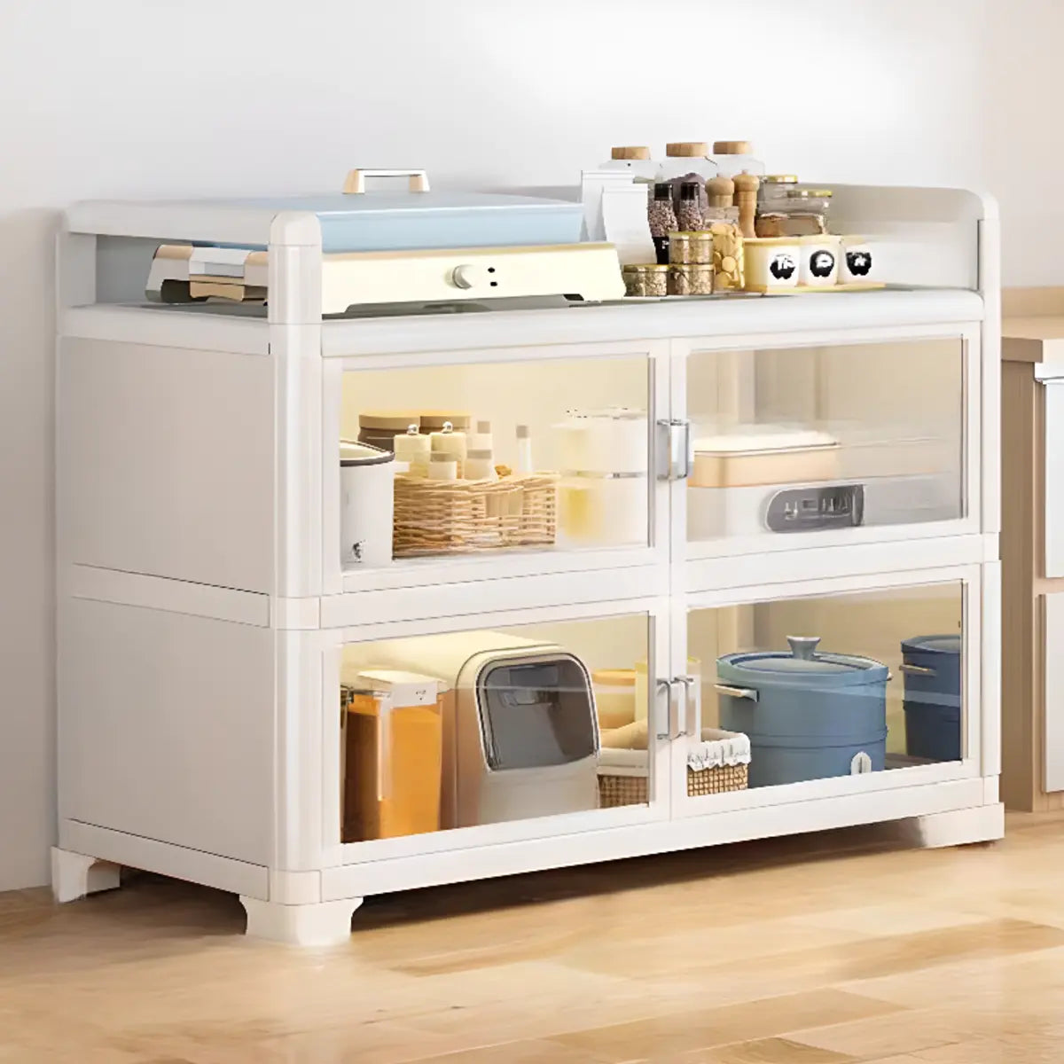 Rectangular Metal Removable Large Storage China Cabinet Image - 4