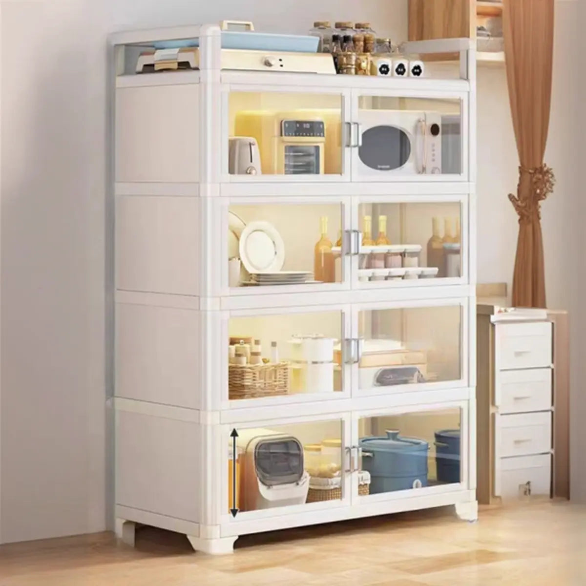 Rectangular Metal Removable Large Storage China Cabinet Image - 9