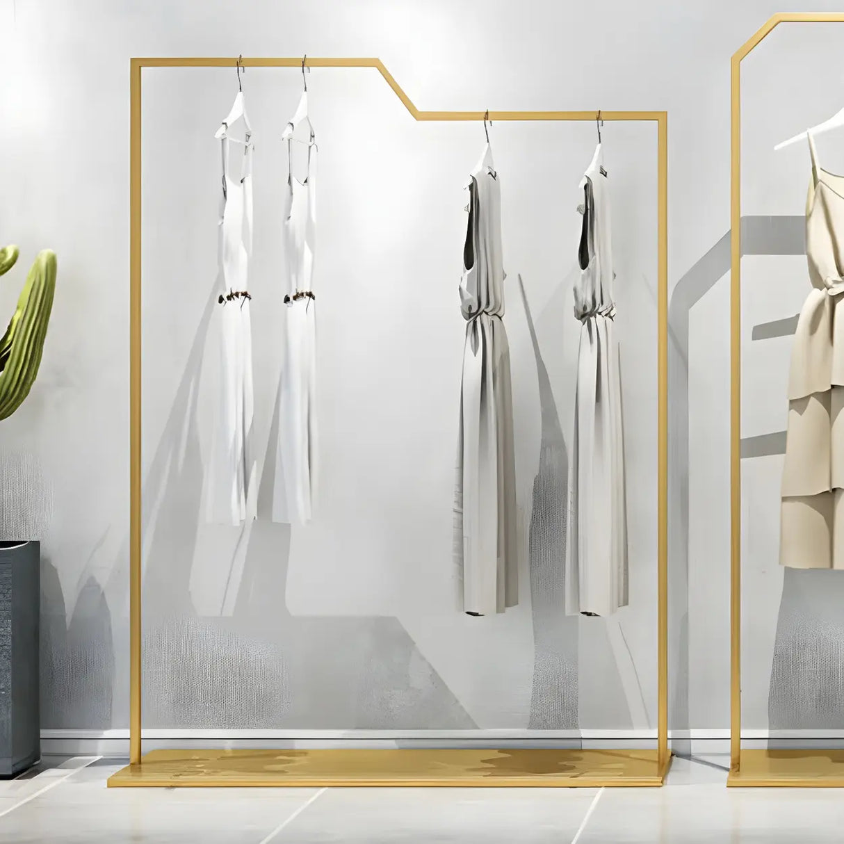 Rectangular Metal Silver Freestanding Coat Rack Organizer Image - 2