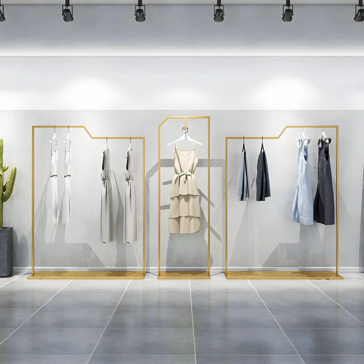 Rectangular Metal Silver Freestanding Coat Rack Organizer Image - 4