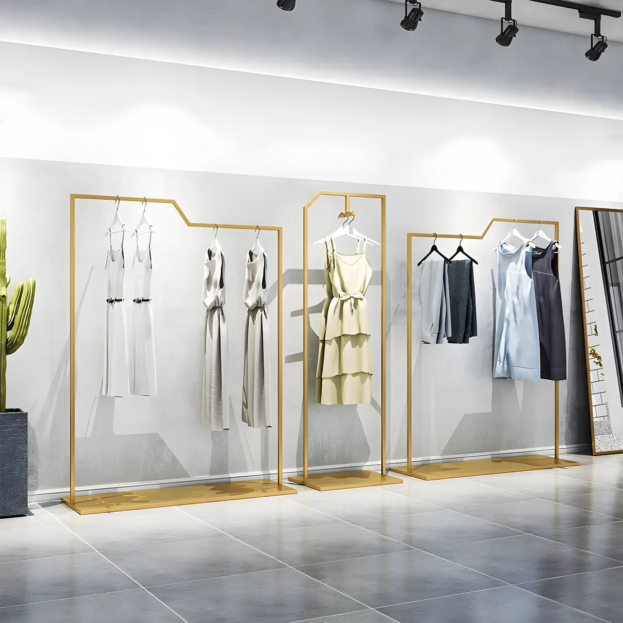 Rectangular Metal Silver Freestanding Coat Rack Organizer Image - 9