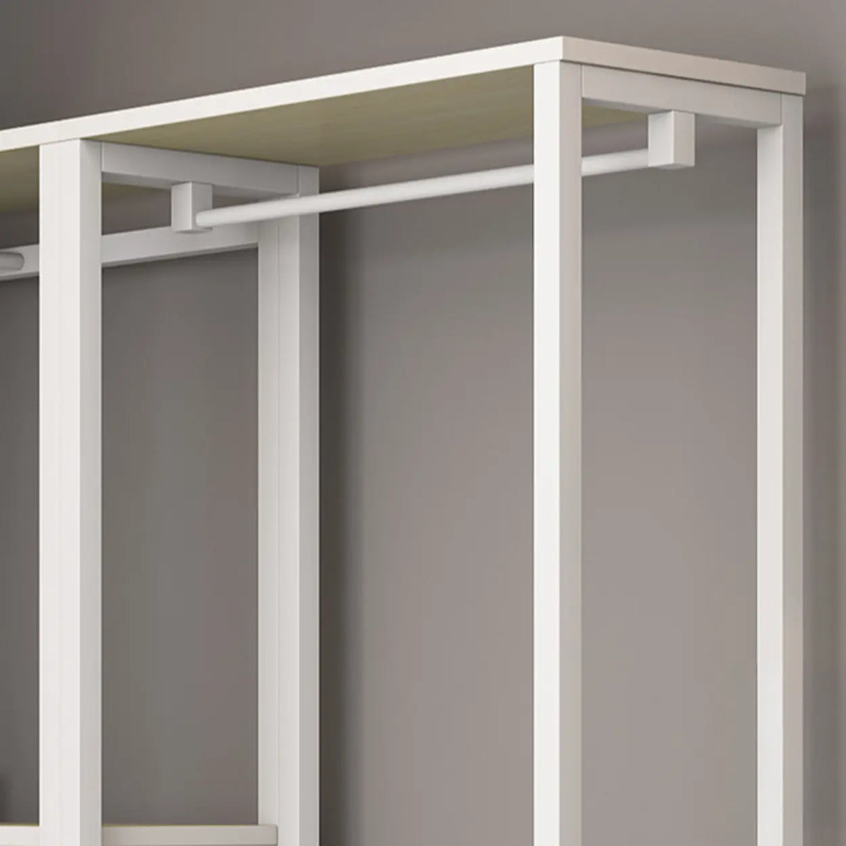 Rectangular Metal White Storage Stand Shelves Coat Rack Image - 3