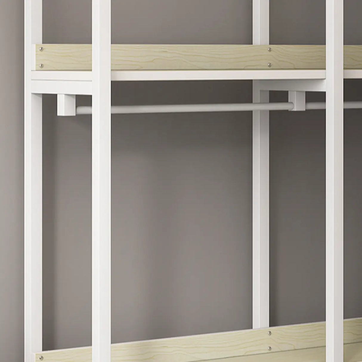 Rectangular Metal White Storage Stand Shelves Coat Rack Image - 4