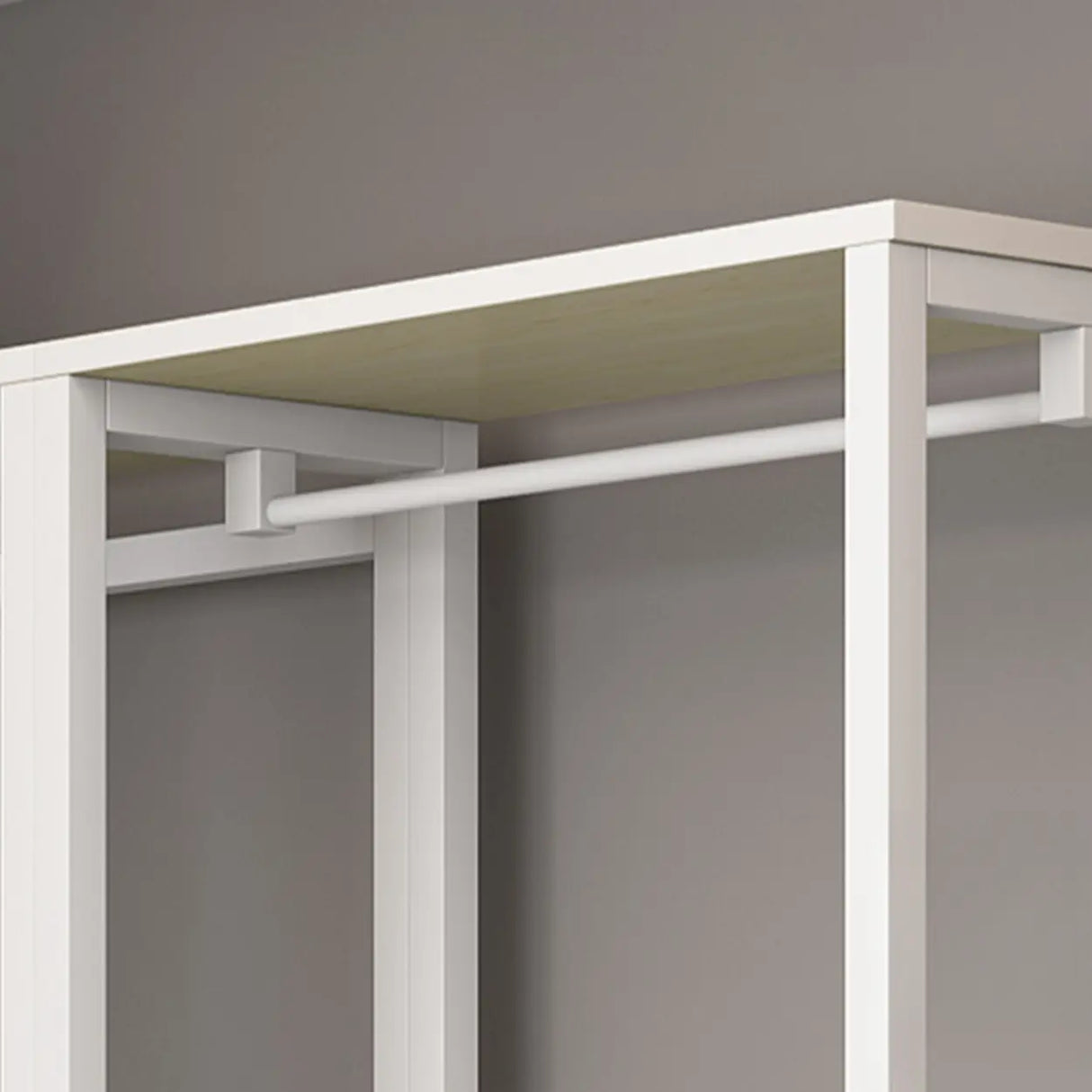 Rectangular Metal White Storage Stand Shelves Coat Rack Image - 5