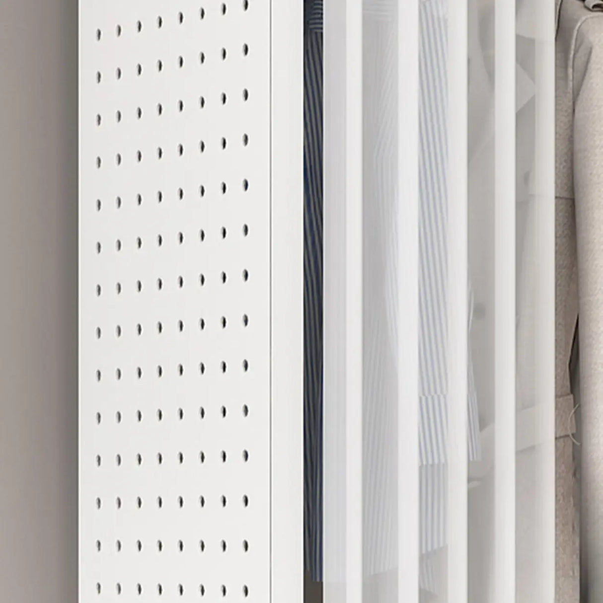 Rectangular Metal White Storage Stand Shelves Coat Rack Image - 6