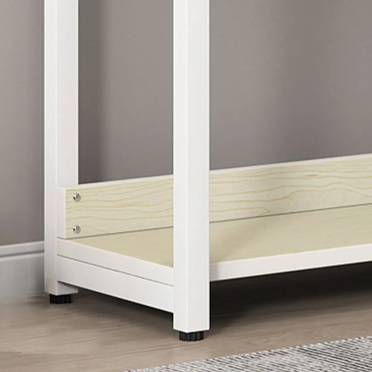 Rectangular Metal White Storage Stand Shelves Coat Rack Image - 7