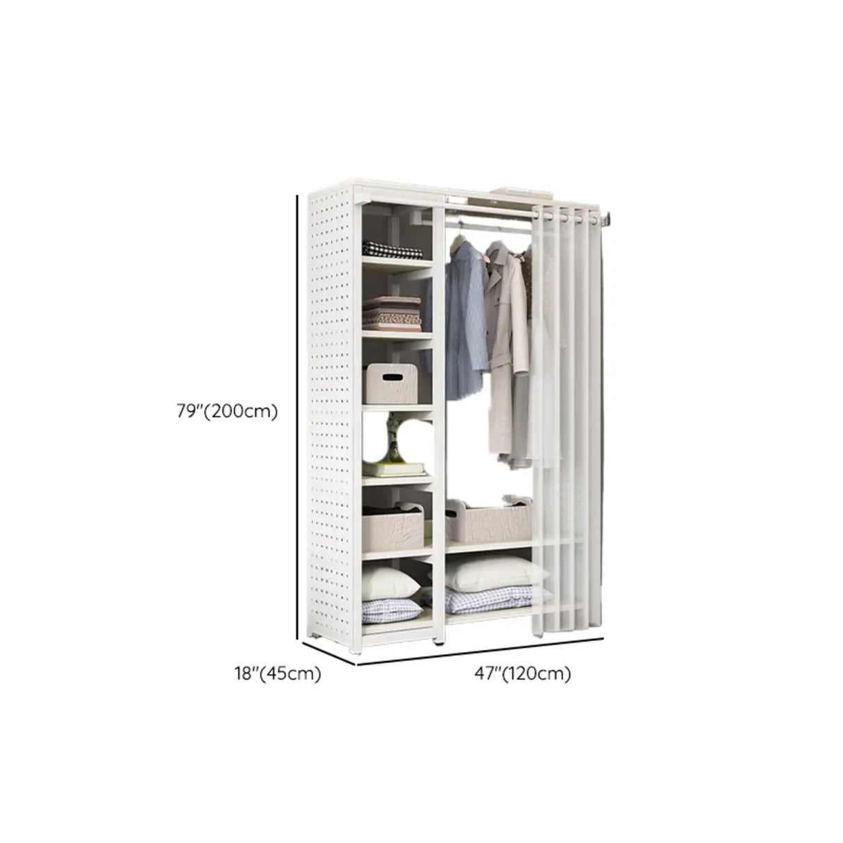 Rectangular Metal White Storage Stand Shelves Coat Rack Image - 9