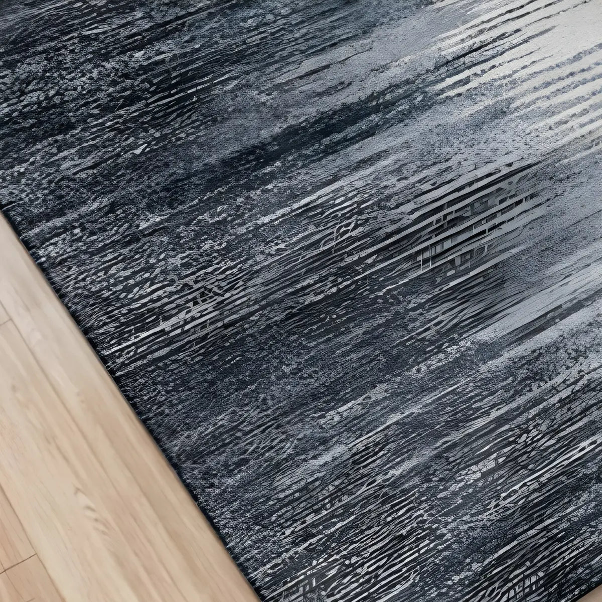 Rectangular Modern Gradient Polyester Blue Area Rug Image - 5