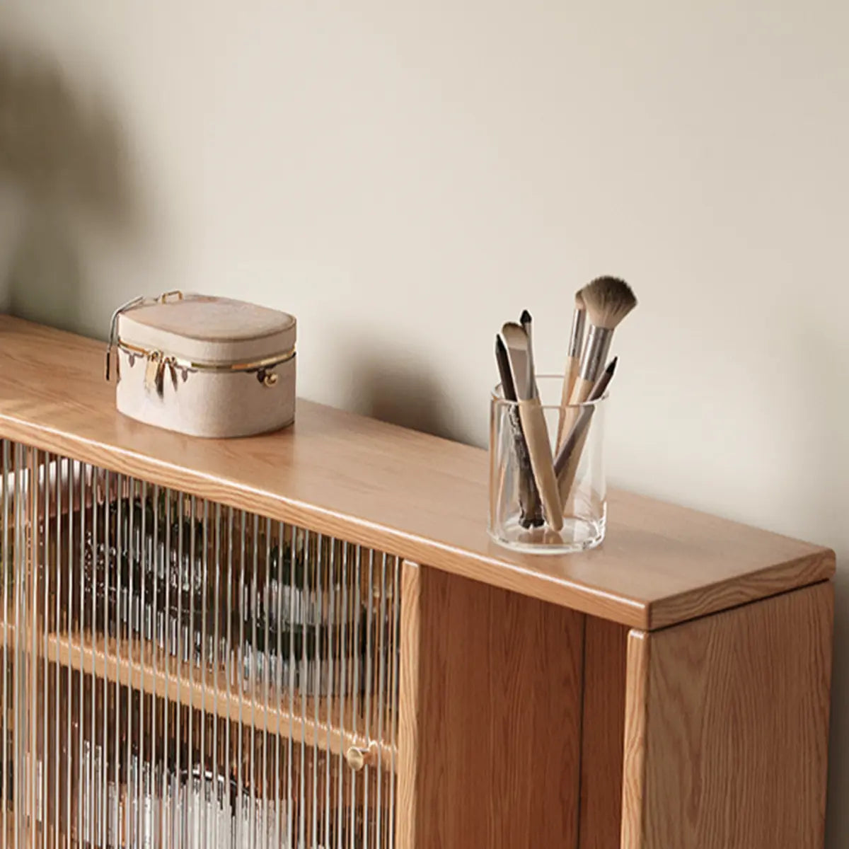 Rectangular Oak Bedroom Makeup Vanity Nut-Brown with Drawers Image - 10