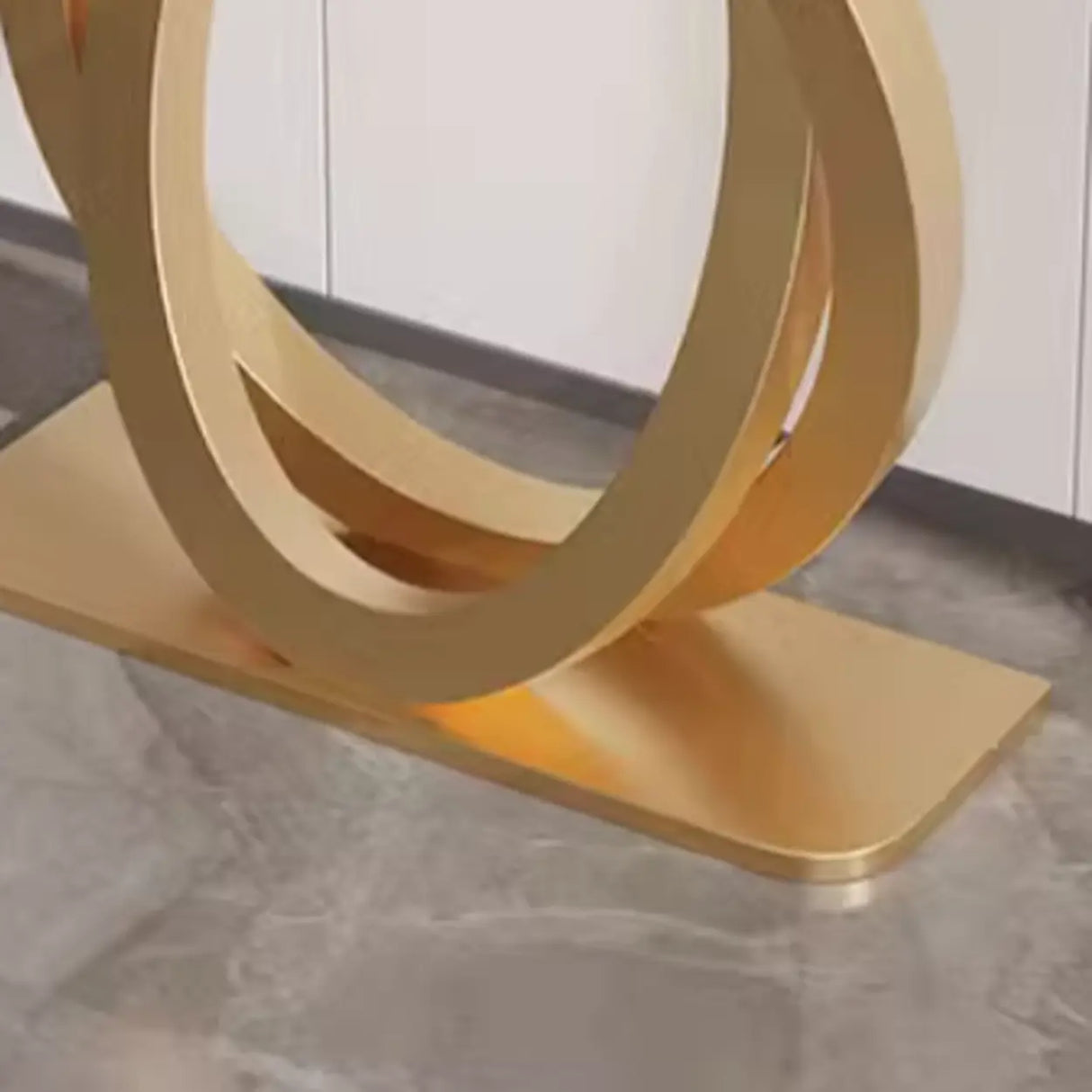 Rectangular Pedestal Stone Gold Base Storage Console Table Image - 6