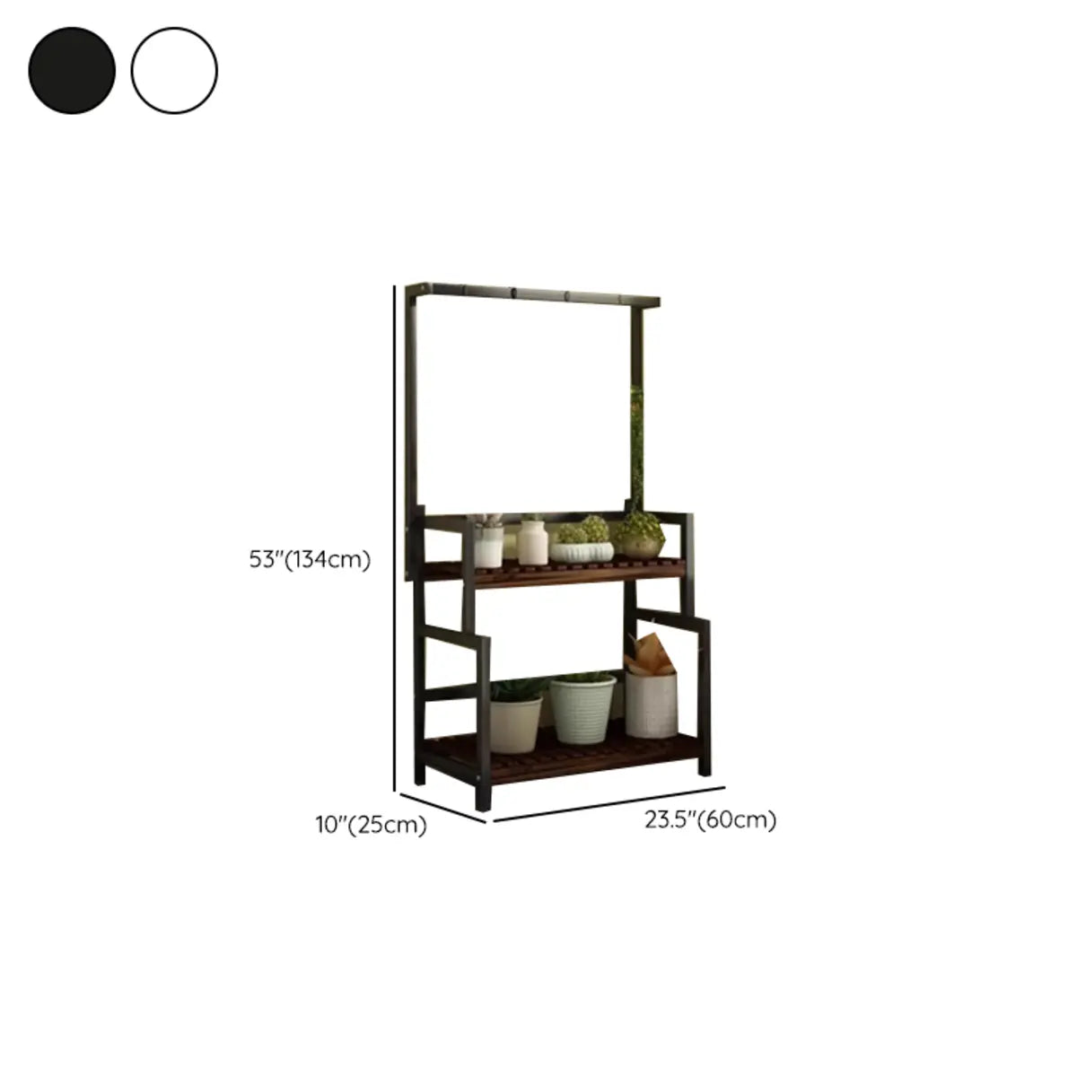 Rectangular Pine Floor Tiered Crate Plant Stand Black