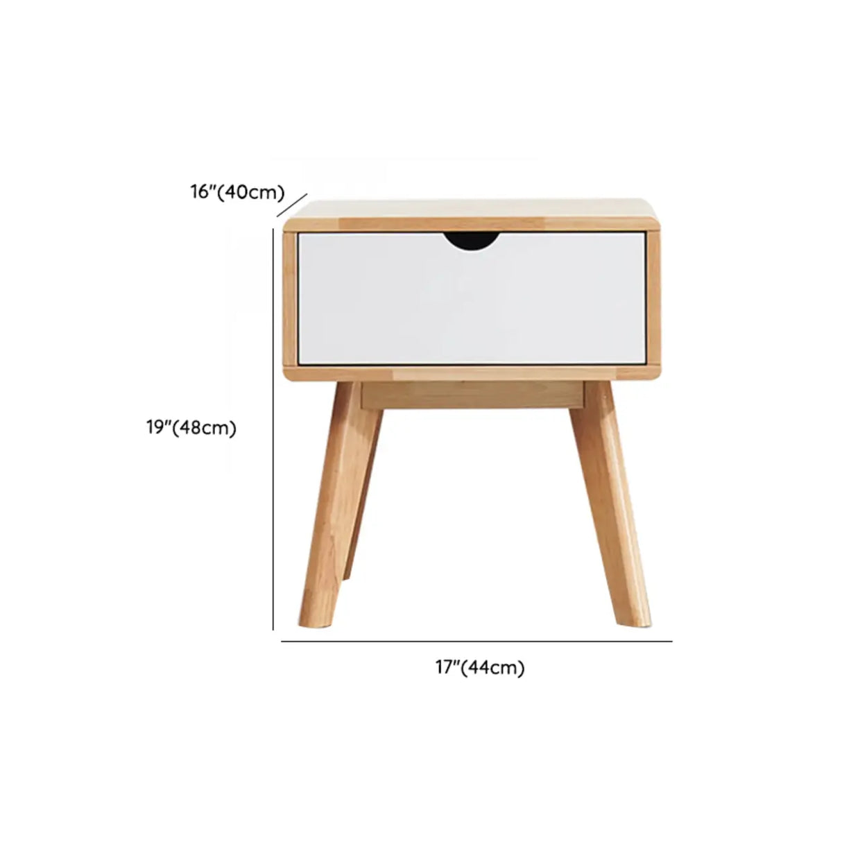 Rectangular Rubberwood White 2-Drawer Nightstand with Legs Image - 12