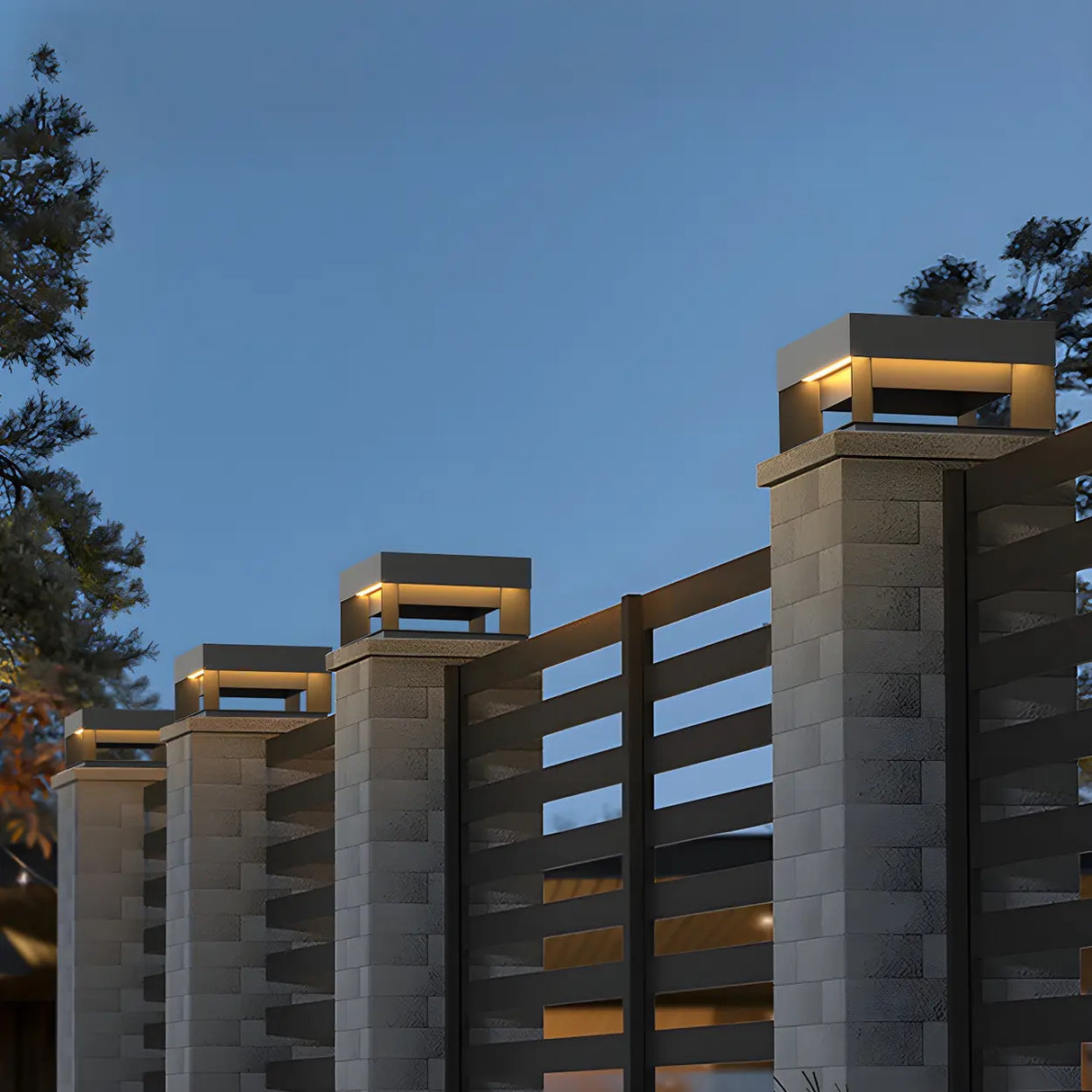 Rectangular Simple Outdoor Aluminum Black Post Light Image - 2