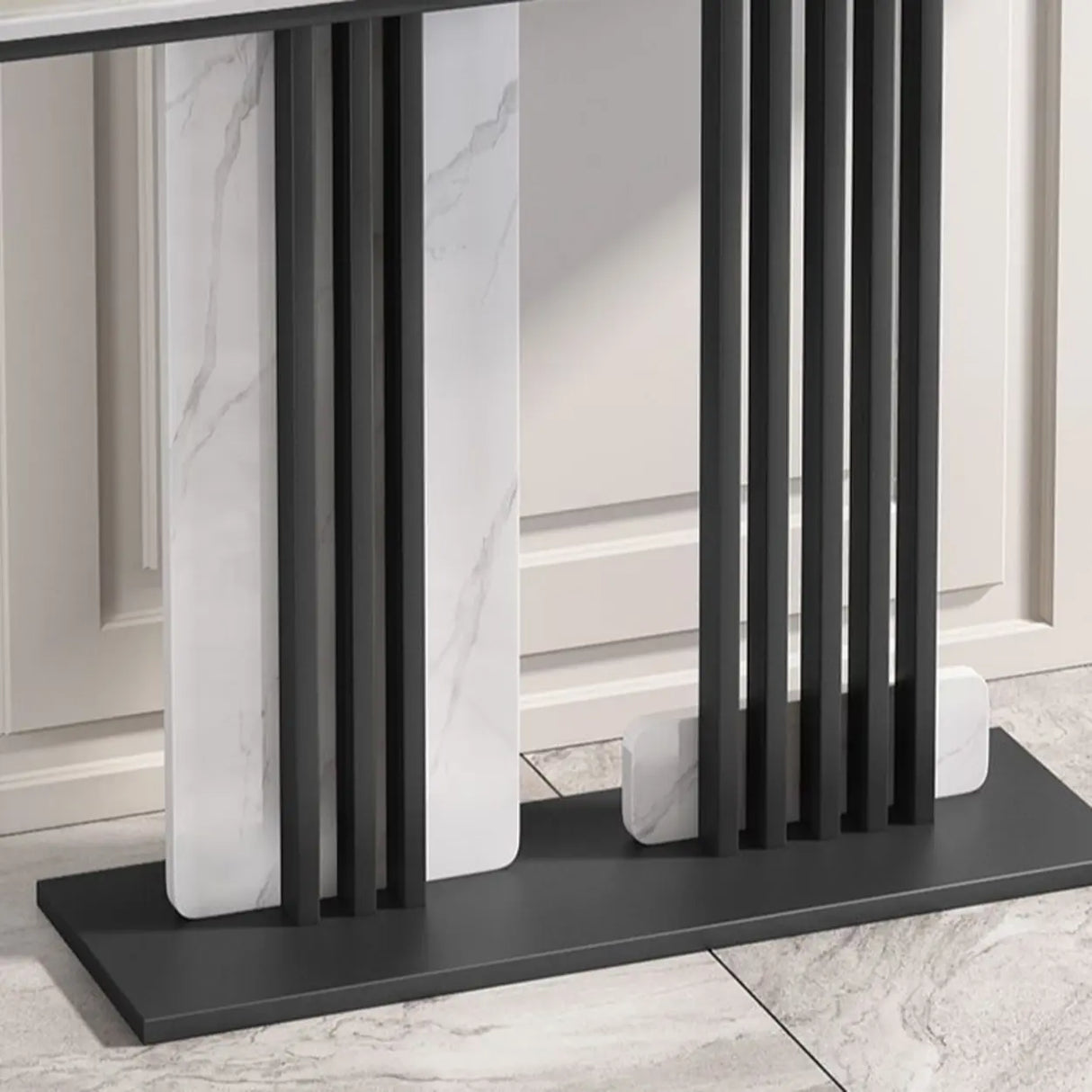 Rectangular Sintered Stone Black Entryway Console Table Image - 4