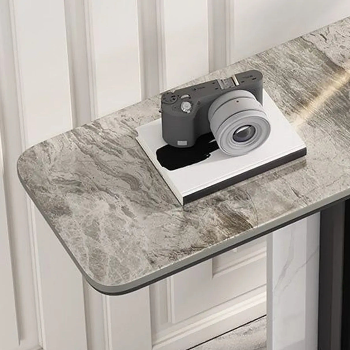 Rectangular Sintered Stone Black Entryway Console Table Image - 7