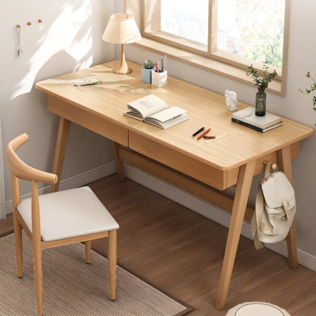 Rectangular Solid Wood Kids Desk with Two Drawers Image - 1