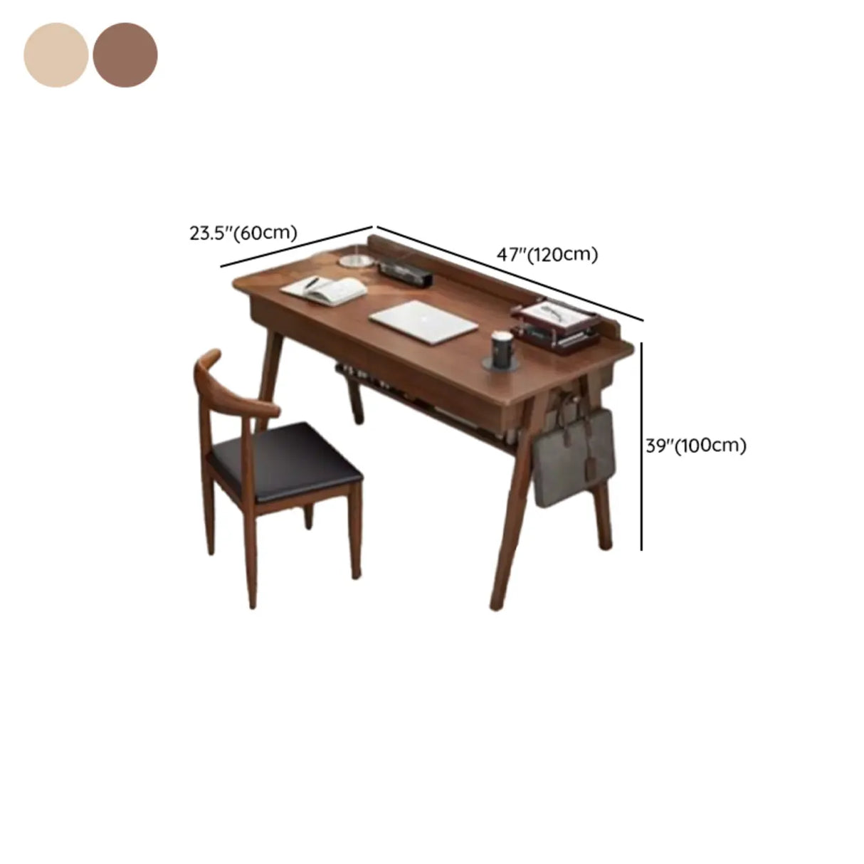 Rectangular Solid Wood Kids Desk with Two Drawers