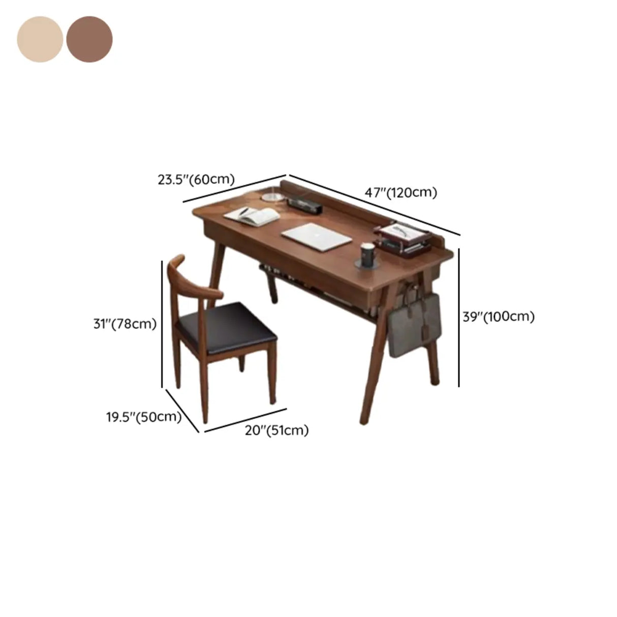 Rectangular Solid Wood Kids Desk with Two Drawers Image - 12