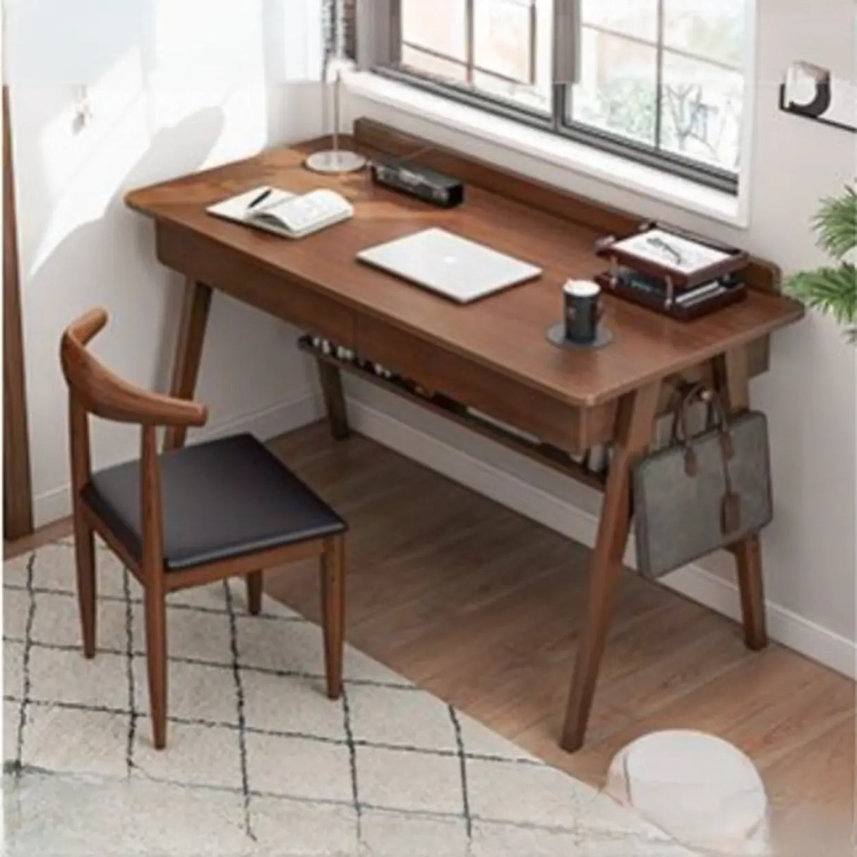 Rectangular Solid Wood Kids Desk with Two Drawers Image - 2