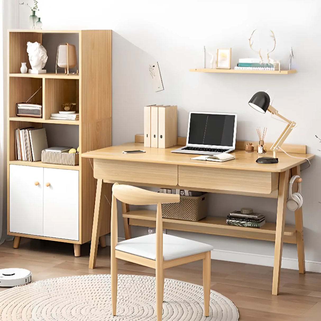 Rectangular Solid Wood Kids Desk with Two Drawers Image - 4