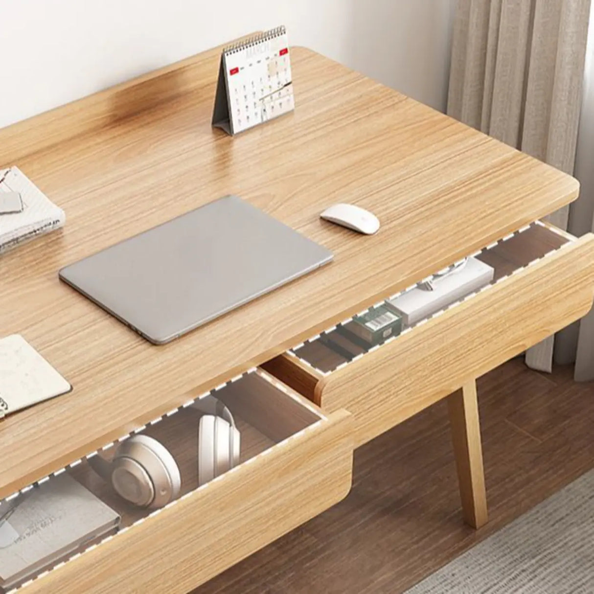 Rectangular Solid Wood Kids Desk with Two Drawers Image - 8