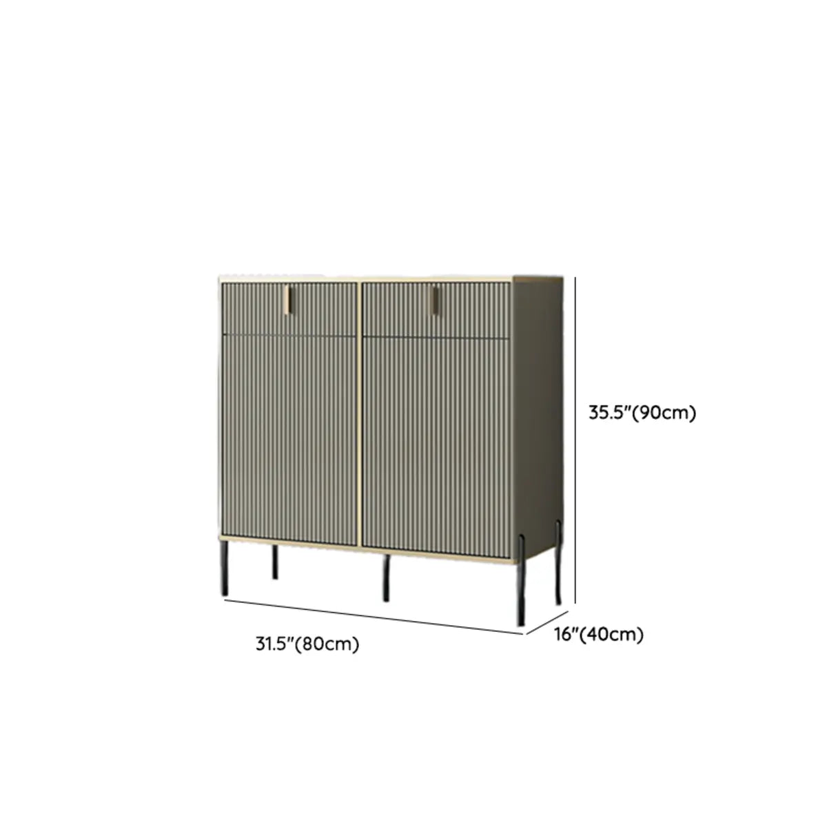 Rectangular Stone Top Black Cabinets Sideboard with Storage Image - 20