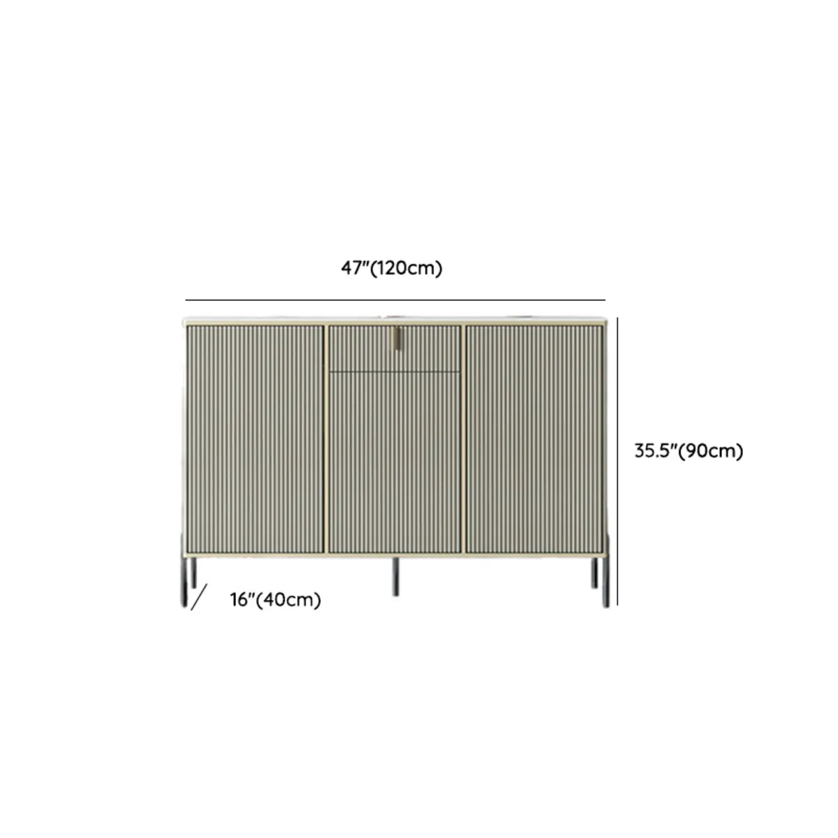 Rectangular Stone Top Black Cabinets Sideboard with Storage Image - 22