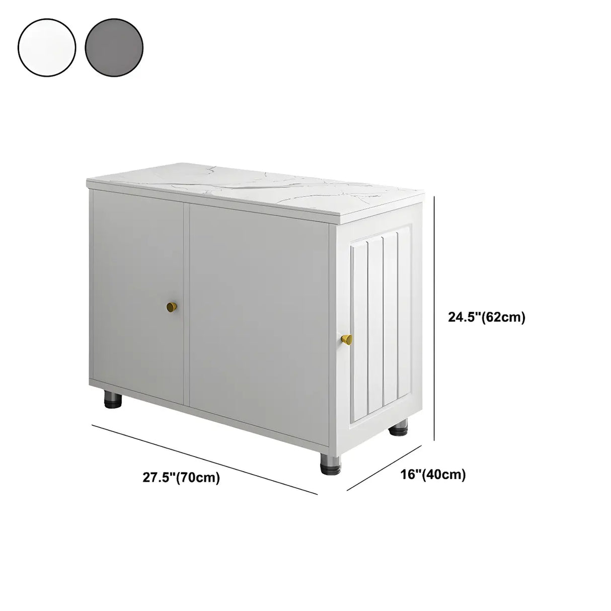 Rectangular Stone White Storage Side Cabinet Table