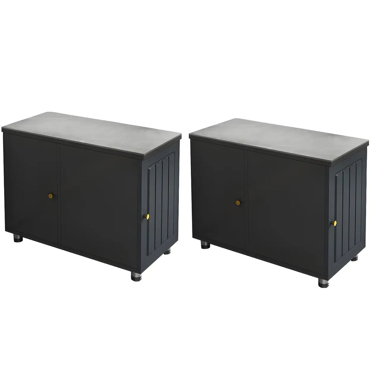 Rectangular Stone White Storage Side Cabinet Table Image - 3