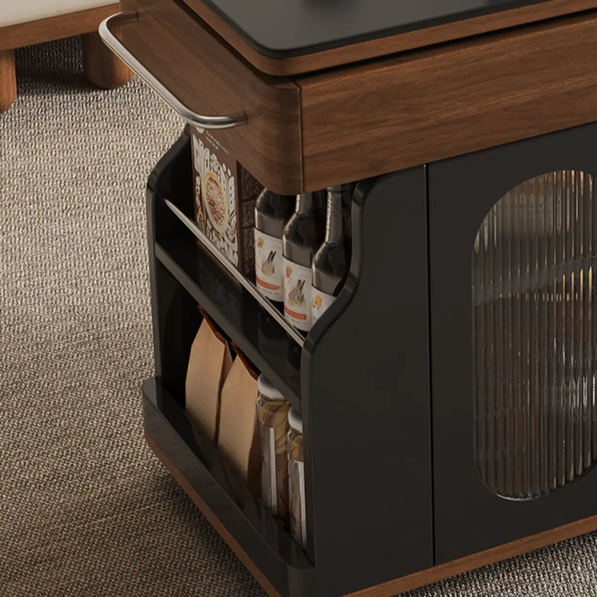 Rectangular Swivel Wood Cream Adjustable Height End Table Image - 11